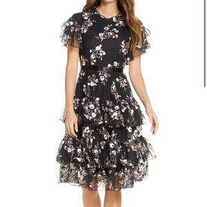 Rachel Parcell embroidered tiered mesh dress in size S.